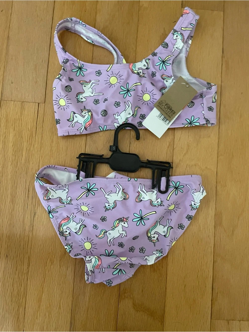 Girls Lavender Unicorn Two-Piece Swimsuit